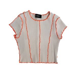 Cider Contrast Trim Rib Crop Top